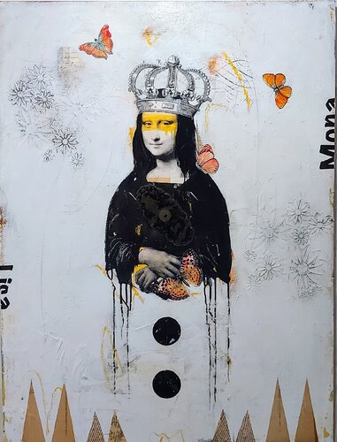 Mona aux papillons par Maryline Lemaitre, Peinture en vente sur Singulart