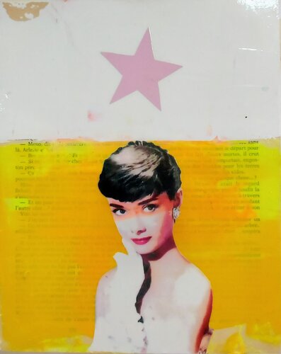 Audrey et l'étoile rose par Maryline Lemaitre, Peinture en vente sur Singulart