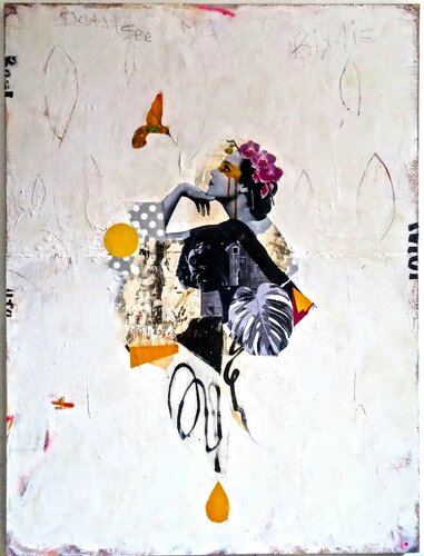 Come see me birdie ! di Maryline Lemaitre, Pittura in vendita su Singulart