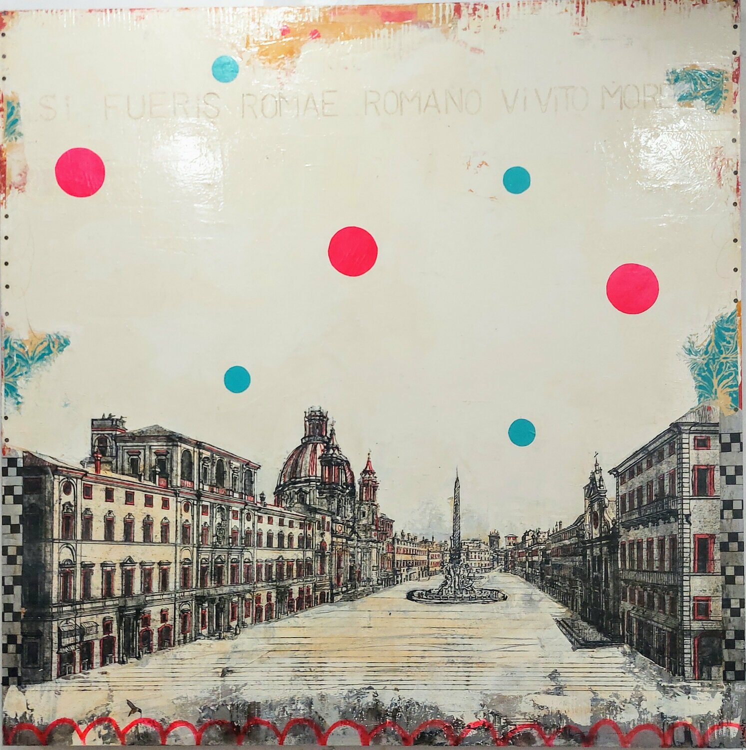 A Rome, fais comme les romains... von Maryline Lemaitre (2017) Malerei Acryl, Collage auf Holz