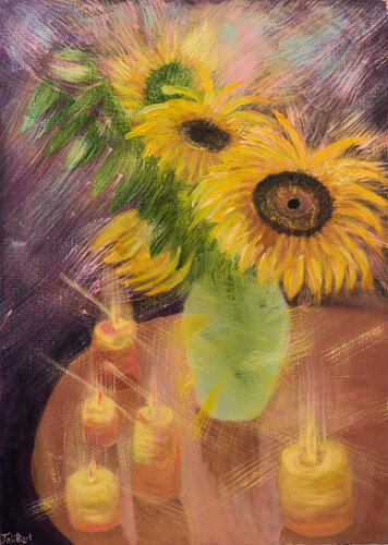 Evening with Sunflowers van Tanya Bilous, Schilderij te koop op Singulart