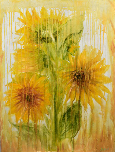 Sunflowers in the Rain di Tanya Bilous, Pittura in vendita su Singulart