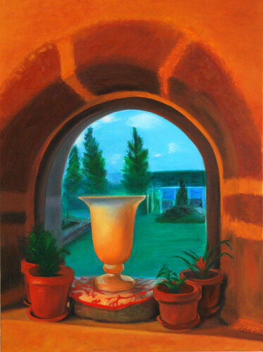 L'albâtre au jardin par Nahid Bernard, Peinture en vente sur Singulart