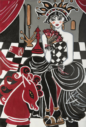 La reine dans le Jeu d'Echecs by Zigou, Painting for Sale on Singulart