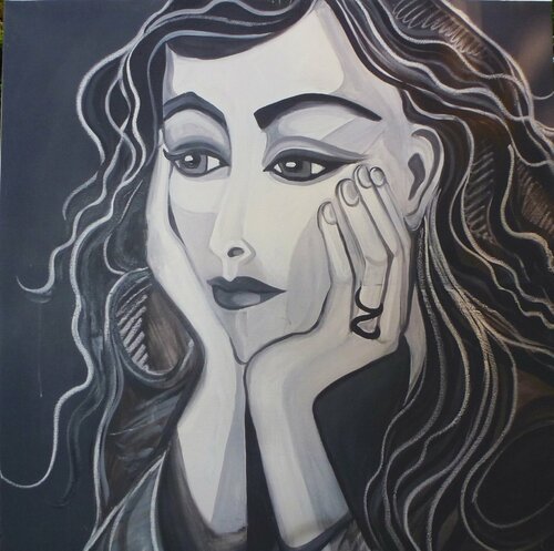 la Pensive by Zigou, Painting for Sale on Singulart