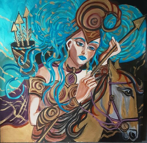 Saphir ,amazone de lumière du cosmos by Zigou, Painting for Sale on Singulart