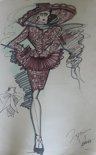 candy pink suit by Zigou, Drawing for Sale on Singulart