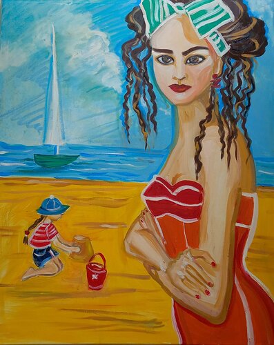 the beach di Zigou, Pittura in vendita su Singulart