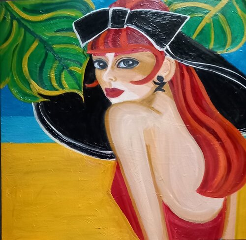 Fashion girl for fashion beach by Zigou, Painting for Sale on Singulart