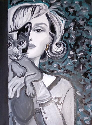 Marilyn's cat par Zigou, Peinture en vente sur Singulart