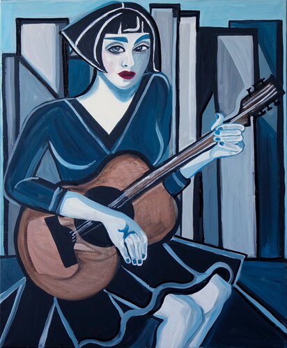 La guitariste by Zigou, Painting for Sale on Singulart