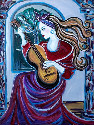 La joueuse de mandoline by Zigou, 회화 for Sale on Singulart