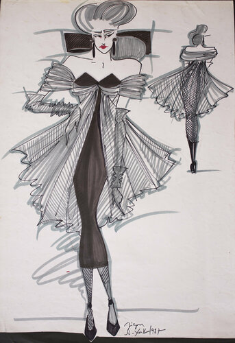 Gatsby time evening dress:Take Five by Zigou, Drawing for Sale on Singulart