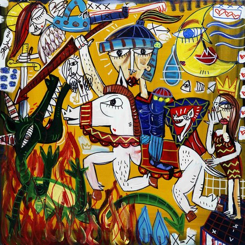 (San Giorgio) Il Vigile del Fuoco van Alessandro Siviglia, Schilderij te koop op Singulart