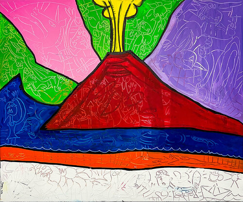 Il Vesuvio Colorato di Alessandro Siviglia, Pittura in vendita su Singulart