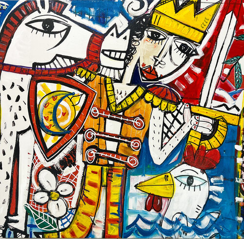 Il Galletto e il Re di Alessandro Siviglia, Pittura in vendita su Singulart