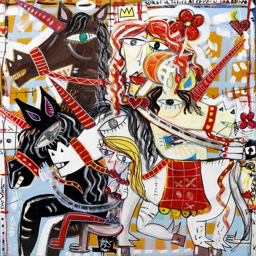 Unicorni e Donne di Alessandro Siviglia, Pittura in vendita su Singulart