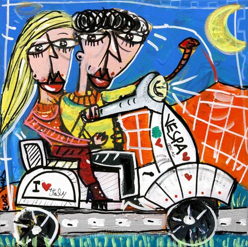 Un Giro in Vespa van Alessandro Siviglia, Schilderij te koop op Singulart