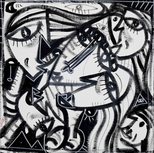 Beato tra le Donne di Alessandro Siviglia, Pittura in vendita su Singulart