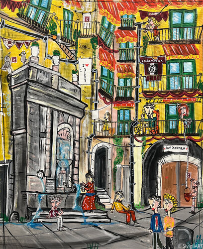Centro Storico di Salerno by Alessandro Siviglia, Painting for Sale on Singulart
