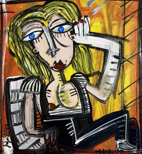 Donna Rilassata sul Divano di Alessandro Siviglia, Pittura in vendita su Singulart