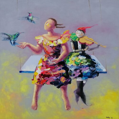 La mélodie des colibris von Yutao Ge, Malerei kaufen auf Singulart