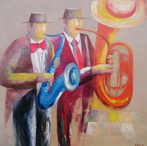 Deux artistes di Yutao Ge, Pittura in vendita su Singulart