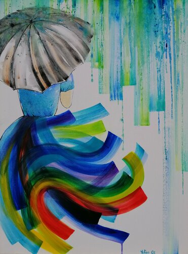 Parapluie de printemps von Yutao Ge, Malerei kaufen auf Singulart