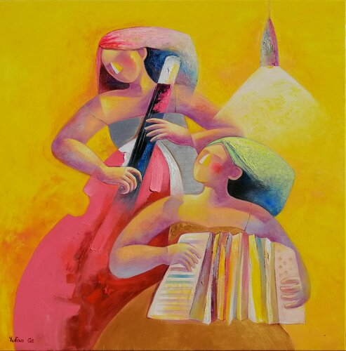 Violoncelle rose von Yutao Ge, Malerei kaufen auf Singulart