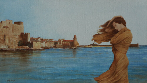 Le vent de la mer. by Gilles Grimoin, Work on Paper for Sale on Singulart