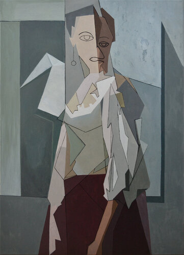 Spojrzenia w origami - studium kobiety par Dorota Kwiatkowska, Peinture en vente sur Singulart