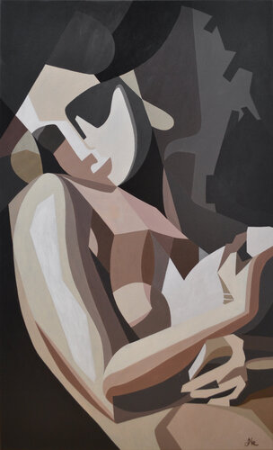 Kobieta z kotem par Dorota Kwiatkowska, Peinture en vente sur Singulart