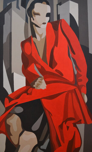 czerwony płaszczyk par Dorota Kwiatkowska, Peinture en vente sur Singulart