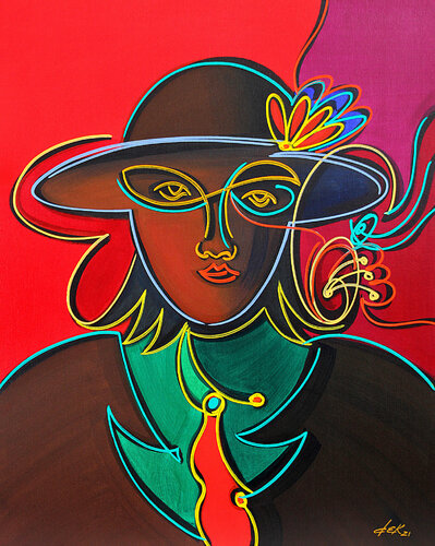 the model with red tie van Dek, Schilderij te koop op Singulart