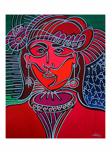 girl with red mask di Dek, Stampa in vendita su Singulart