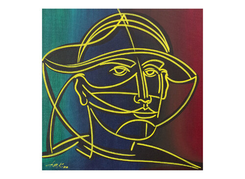 Rosto com Chapéu em Amarelo by Dek, Print for Sale on Singulart