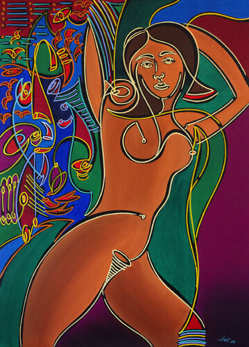 nú sobre toalha estampada von Dek, Malerei kaufen auf Singulart