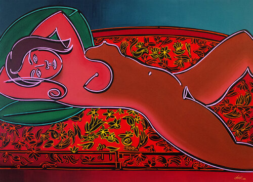 nú em sofá florido von Dek, Malerei kaufen auf Singulart