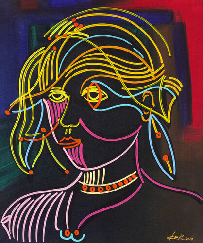 A bonequinha / the little doll van Dek, Schilderij te koop op Singulart