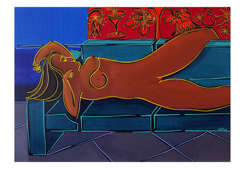 Nú com cortina florida by Dek, Print for Sale on Singulart