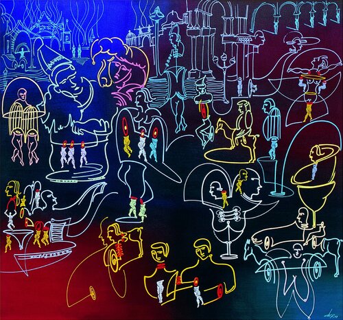 Venice in carnival van Dek, Schilderij te koop op Singulart