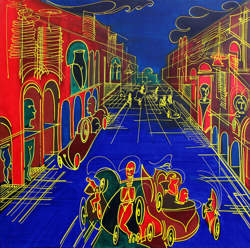 blue avenue van Dek, Schilderij te koop op Singulart