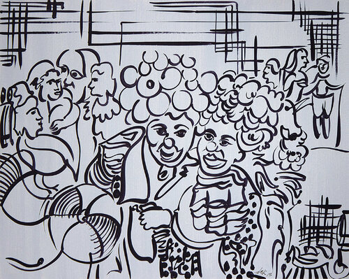 the two revelers di Dek, Pittura in vendita su Singulart