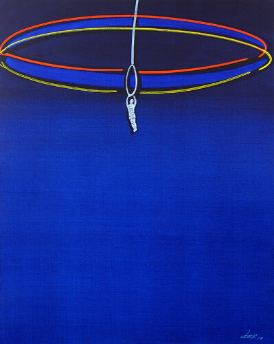 the juggler in the circle di Dek, Pittura in vendita su Singulart