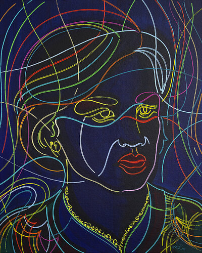 face among lines van Dek, Schilderij te koop op Singulart