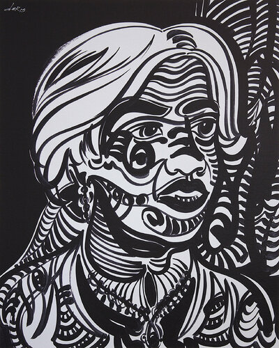 face with reflected curtain van Dek, Schilderij te koop op Singulart