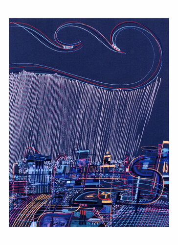 city in rain von Dek, Digital kaufen auf Singulart