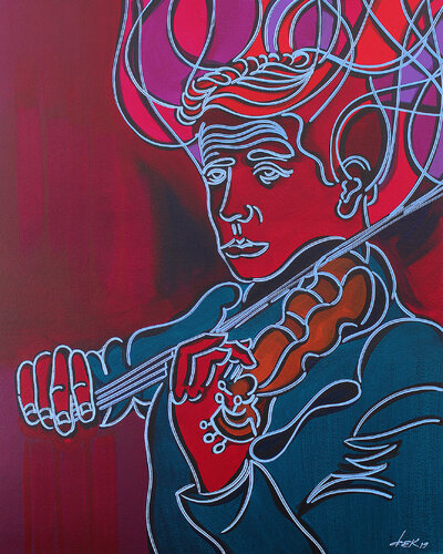 the blue violinist von Dek, Malerei kaufen auf Singulart