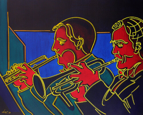 the two musicians par Dek, Peinture en vente sur Singulart
