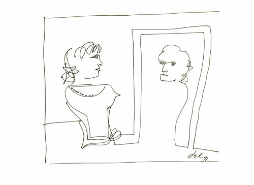 girl in front of the mirror Dek